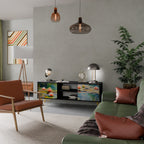 BLOOMING WATERS Móvel de TV com 2 Portas em Acabamento Preto