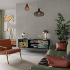 BLOOMING WATERS Móvel de TV com 2 Portas em Acabamento Preto