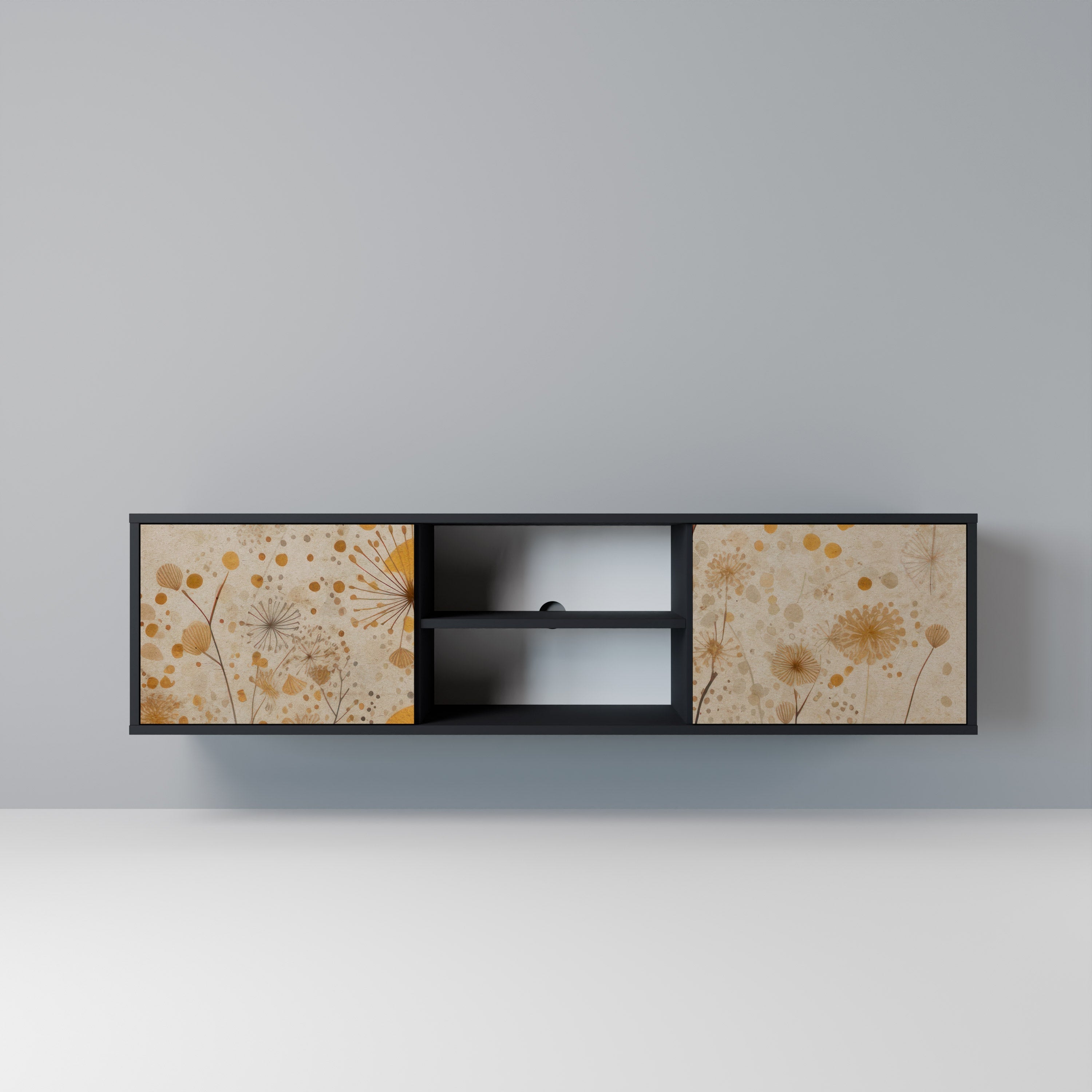 MORNING GLADE Móvel de TV com 2 Portas em Acabamento Preto