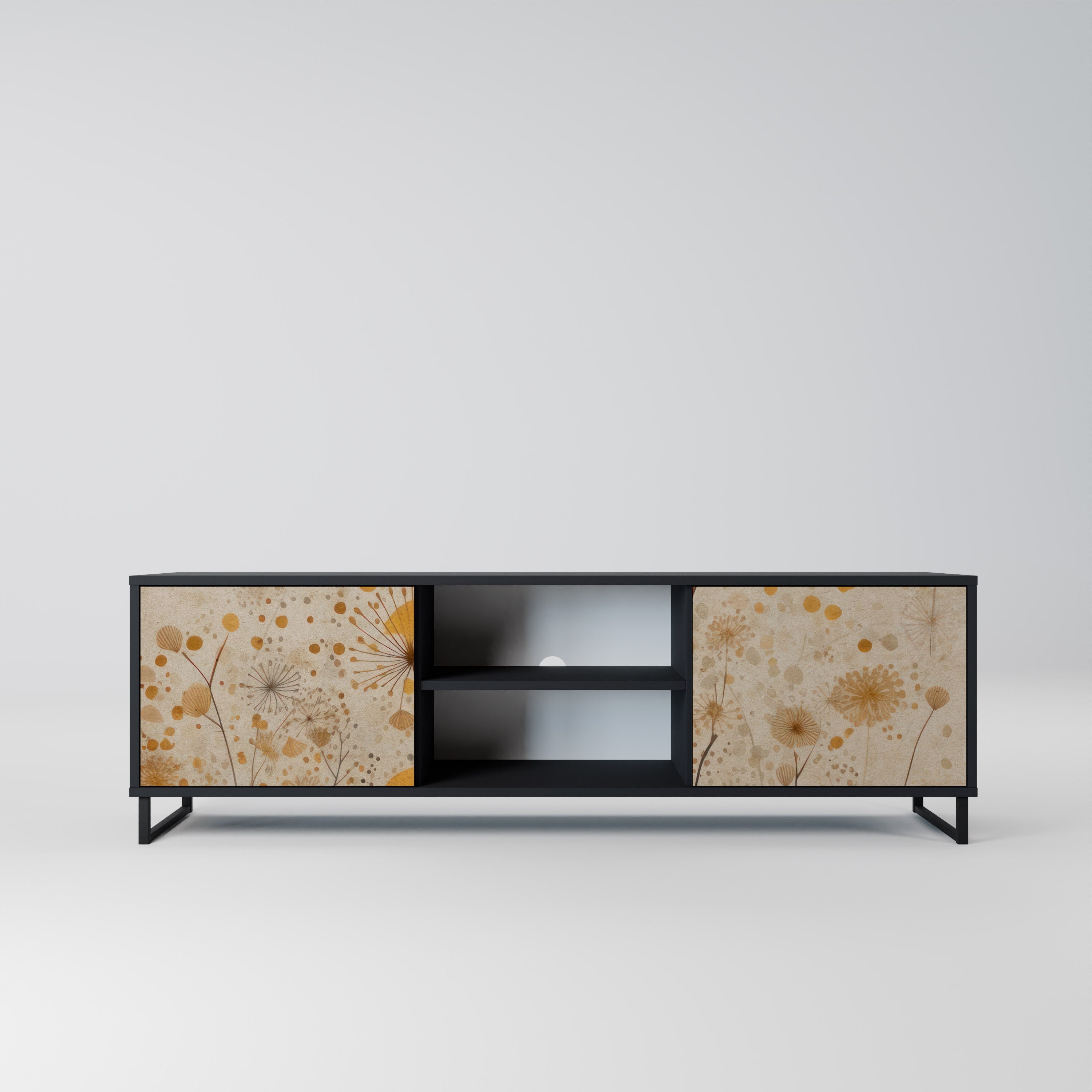 MORNING GLADE Móvel de TV com 2 Portas em Acabamento Preto