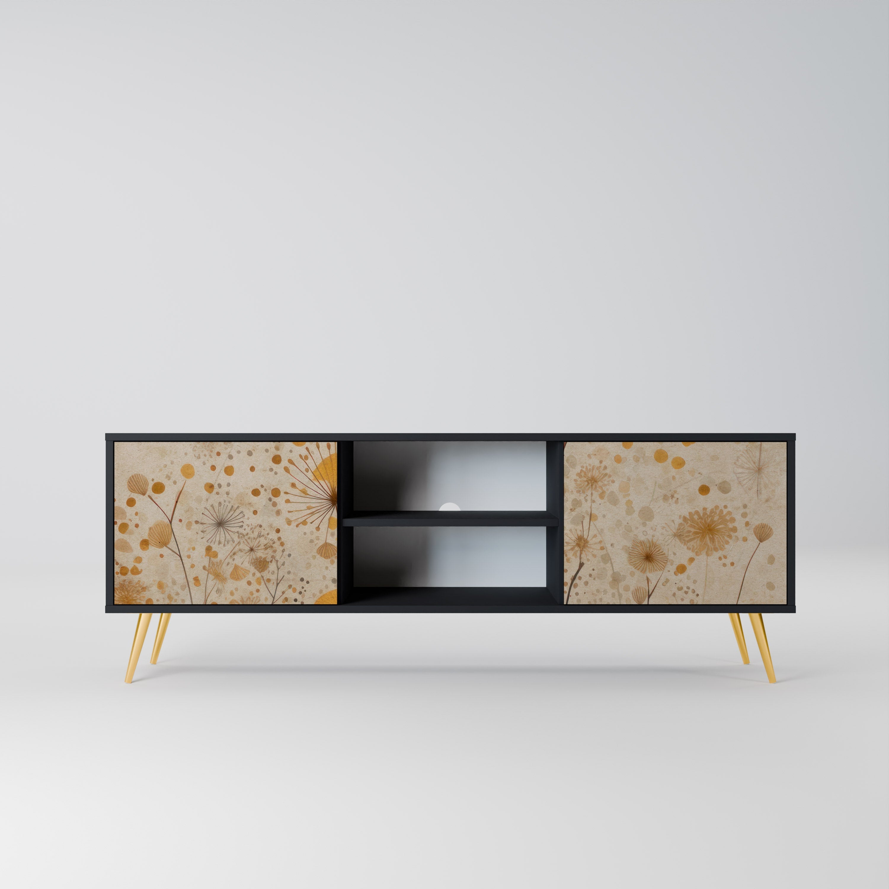 MORNING GLADE Móvel de TV com 2 Portas em Acabamento Preto