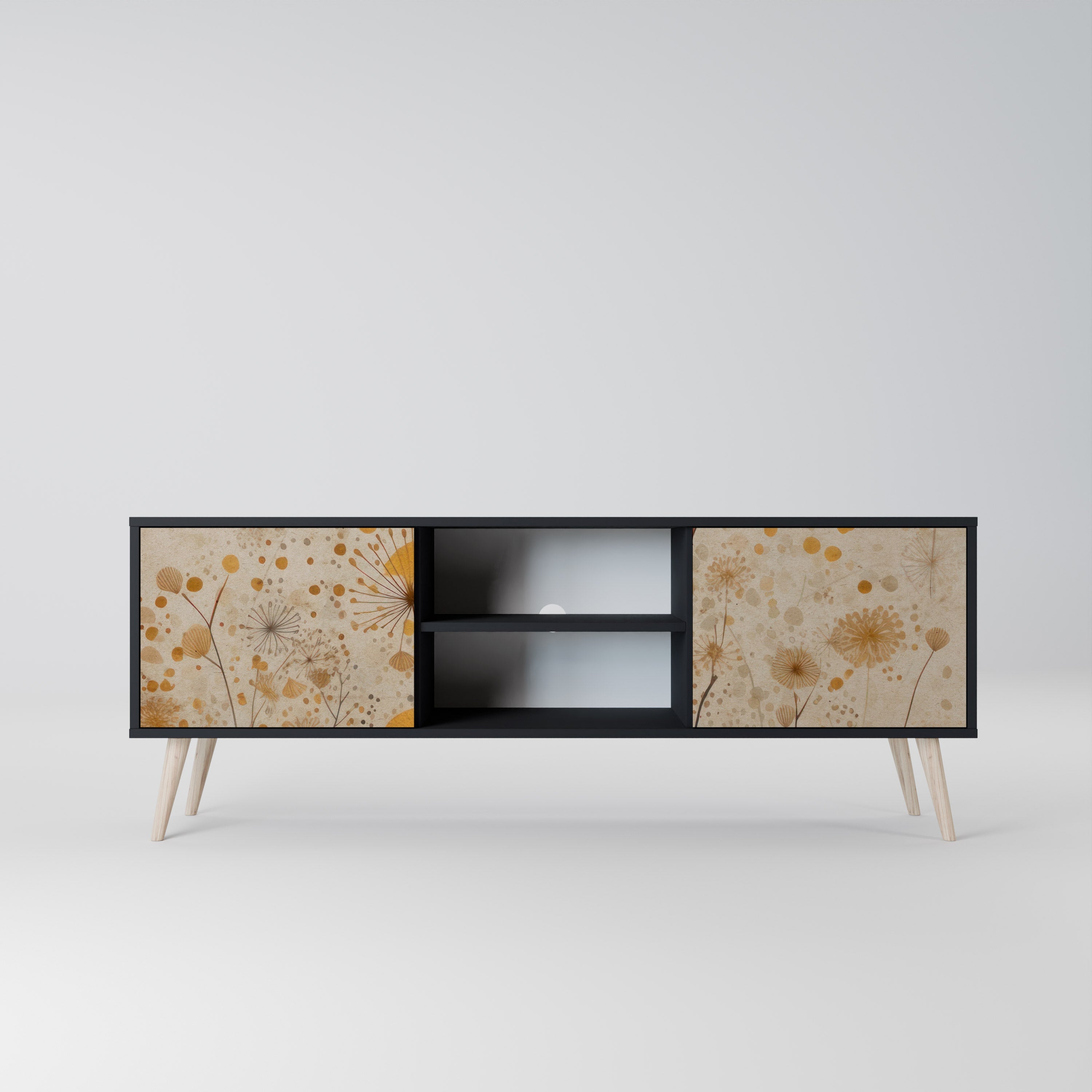 MORNING GLADE Móvel de TV com 2 Portas em Acabamento Preto