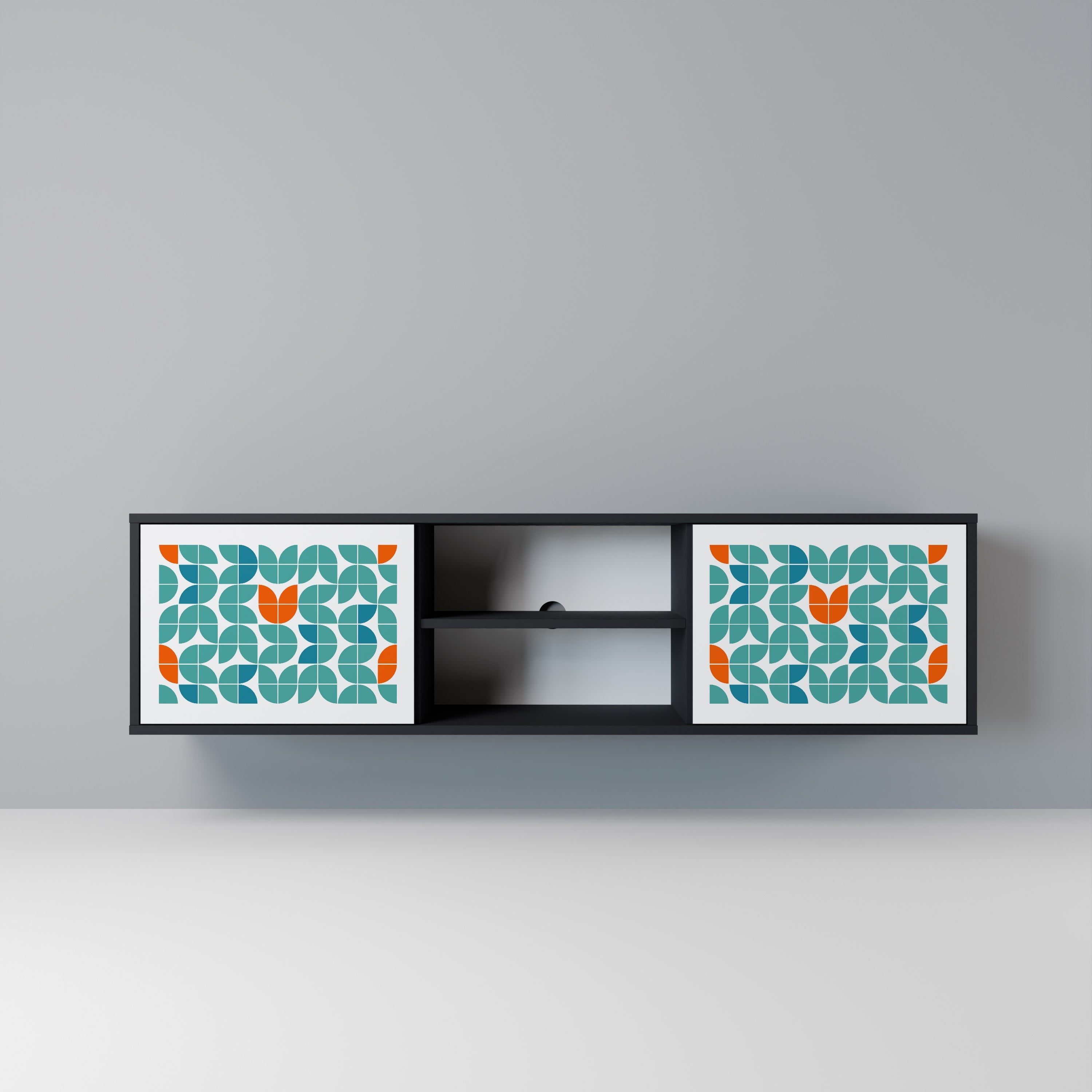 BE THE CHANGE Móvel de TV com 2 Portas em Acabamento Preto