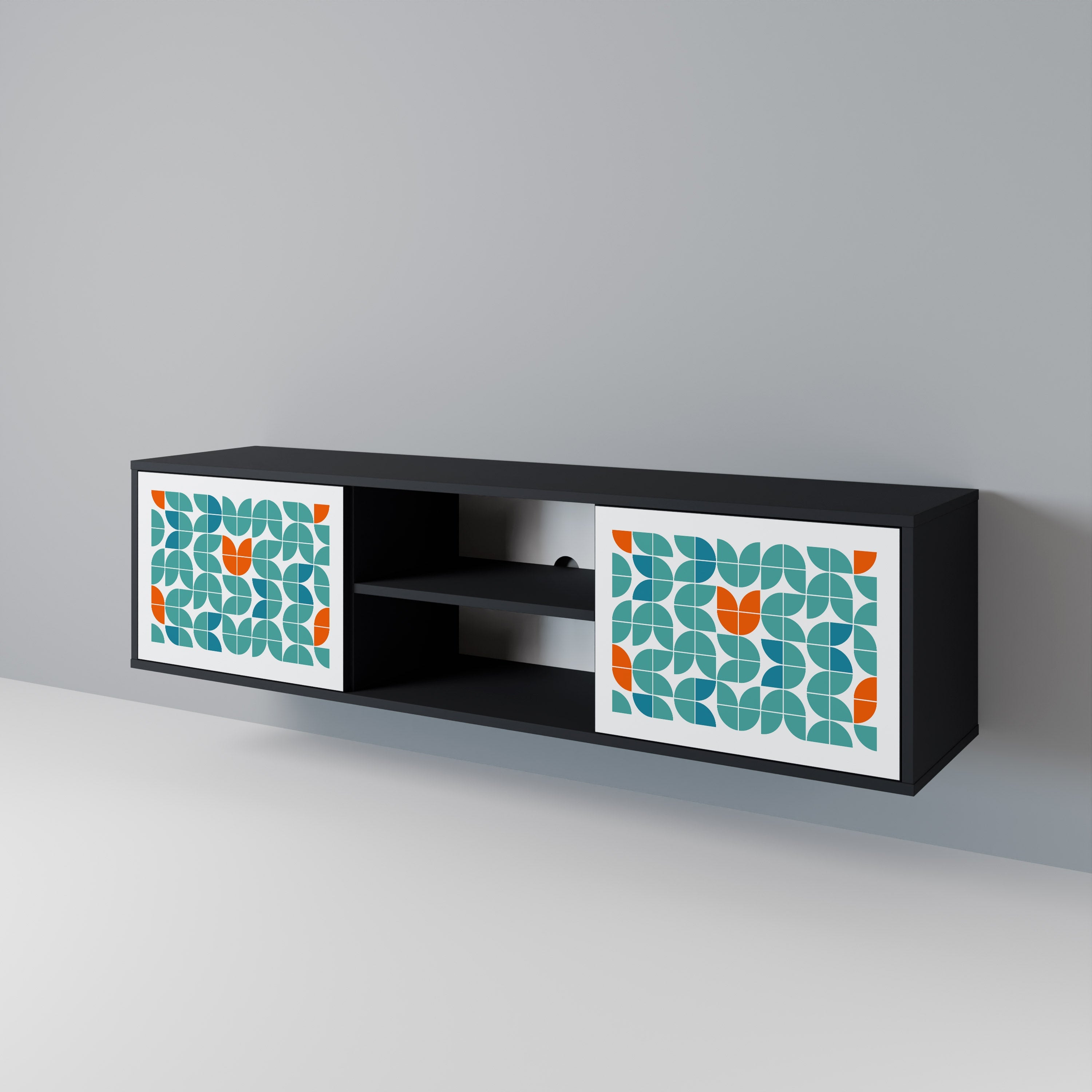 BE THE CHANGE Móvel de TV com 2 Portas em Acabamento Preto