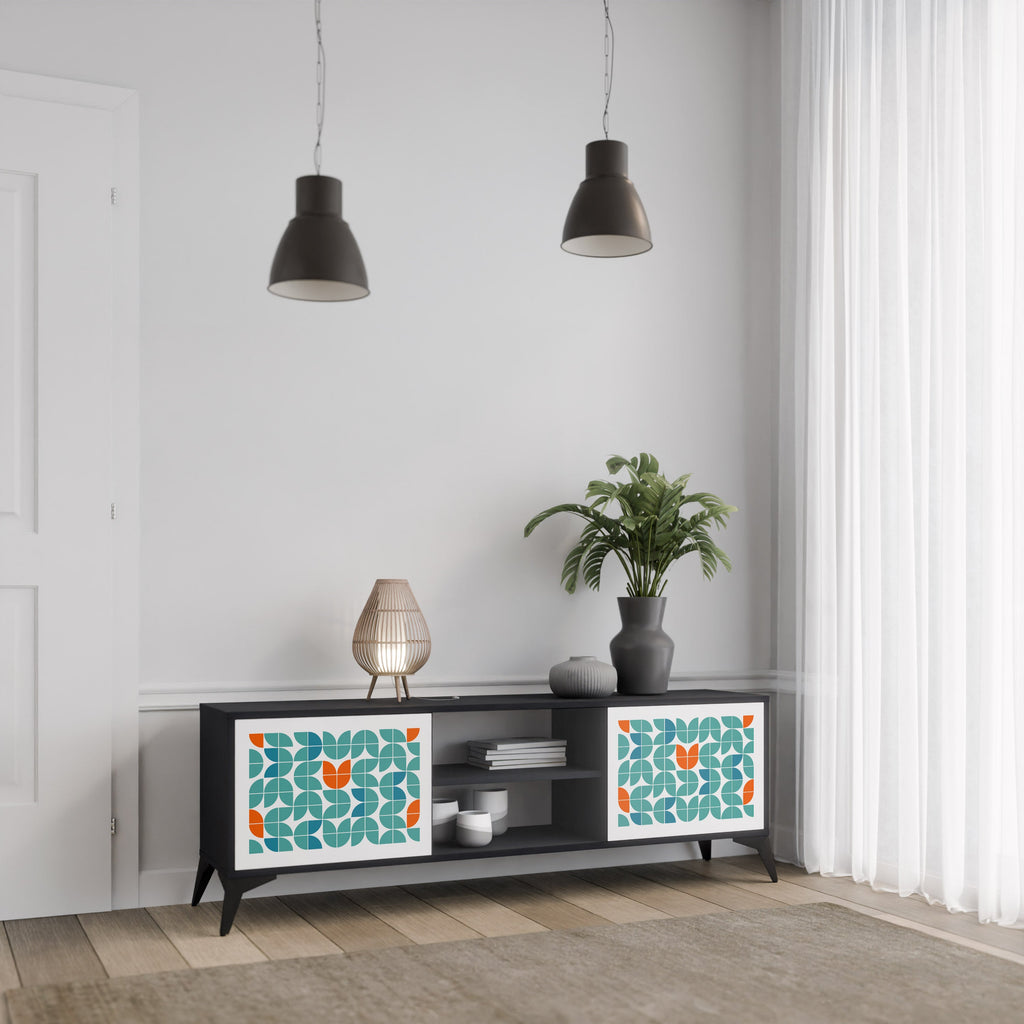 BE THE CHANGE Móvel de TV com 2 Portas em Acabamento Preto