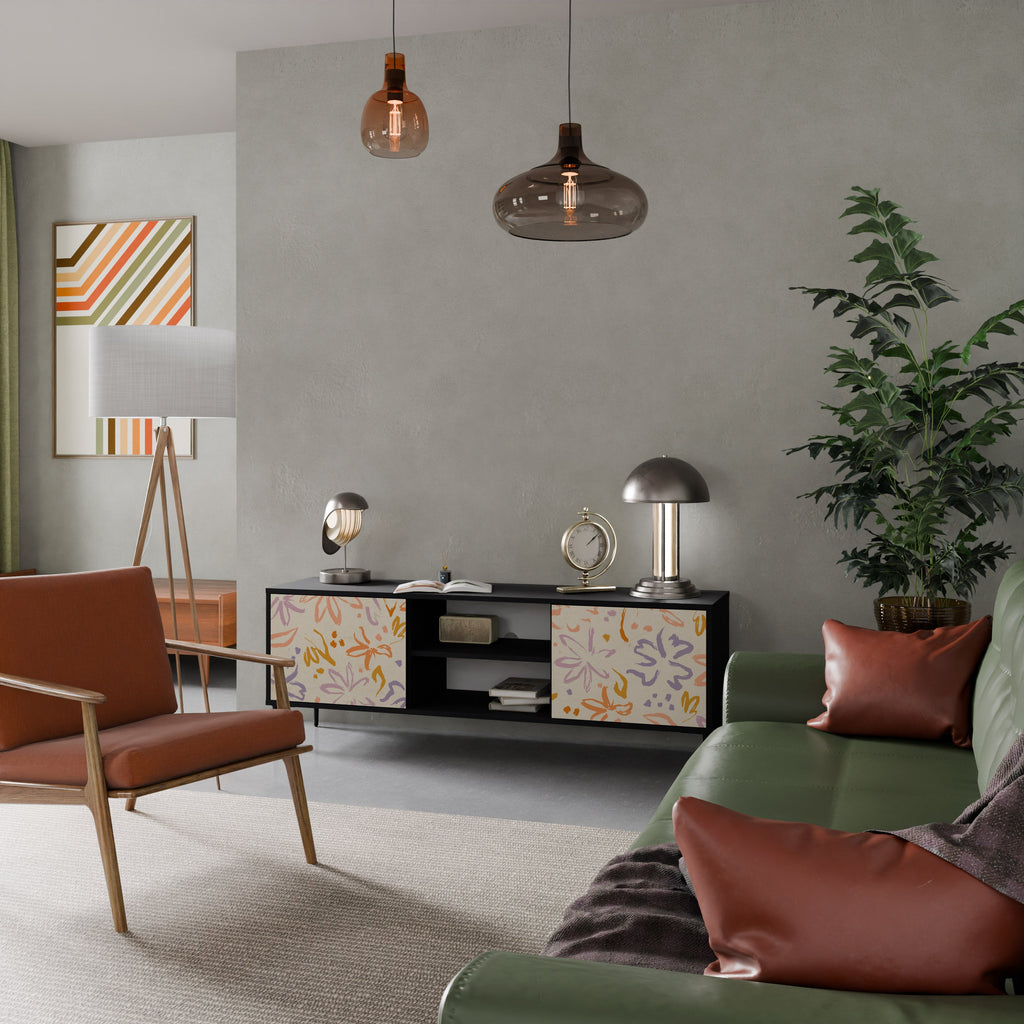 SPRING WHIMSY Móvel de TV com 2 Portas em Acabamento Preto