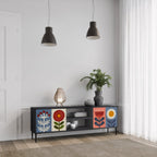 SCANDIC FLOWERET Móvel de TV com 2 Portas em Acabamento Preto