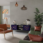 FLORAL COMBINATION Móvel de TV com 2 Portas em Acabamento Preto