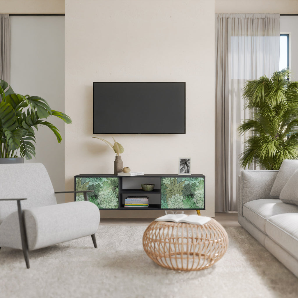 SUCCULENT CLUSTER Móvel de TV com 2 Portas em Acabamento Preto