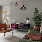 BLOOMING ELEGANCE Móvel de TV com 2 Portas em Acabamento Preto