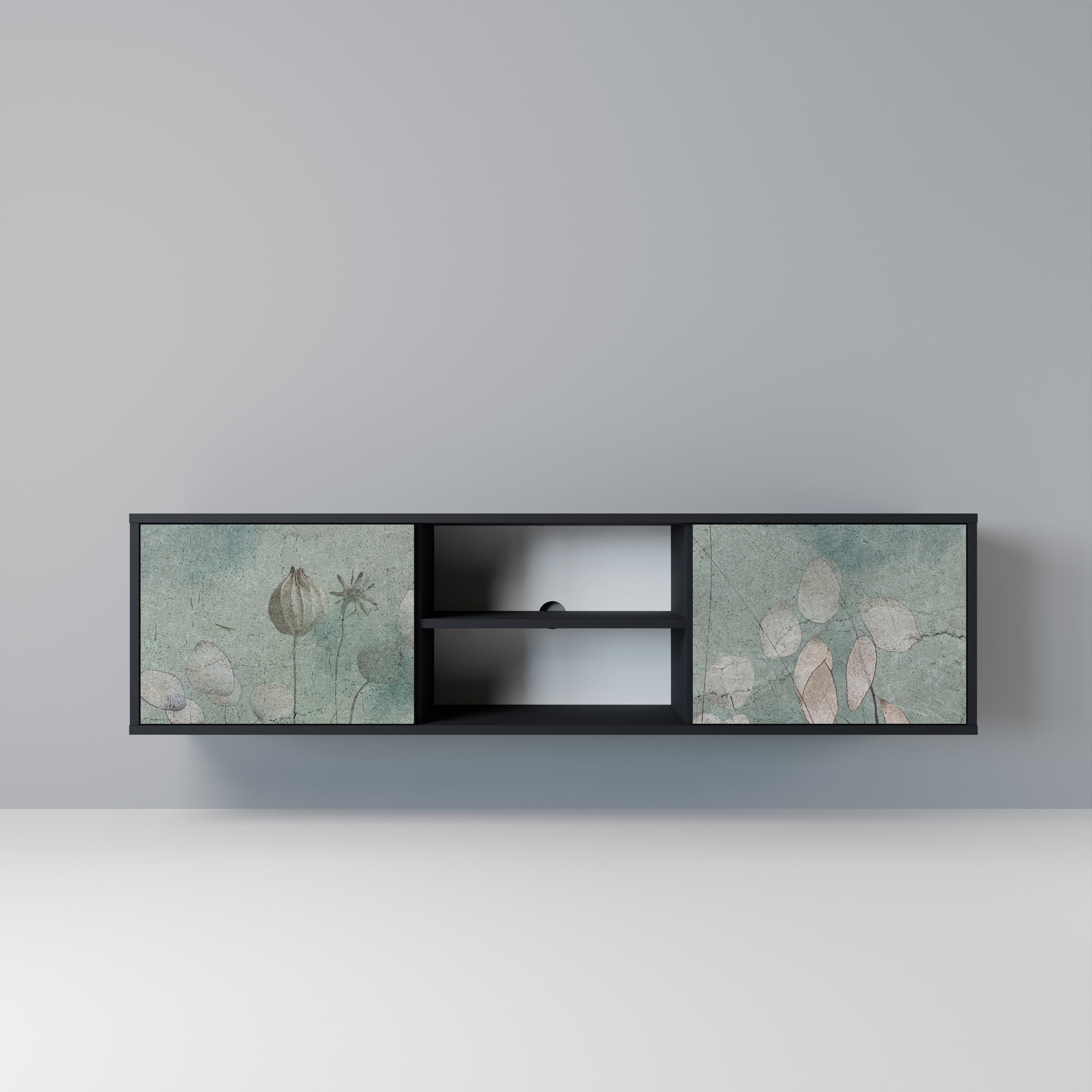 NIGHT LADY Móvel de TV com 2 Portas em Acabamento Preto