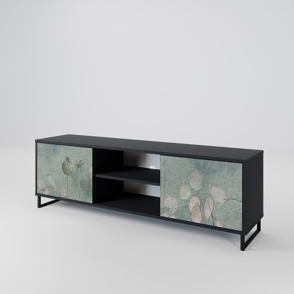 NIGHT LADY 2-Door TV Stand in Black Finish