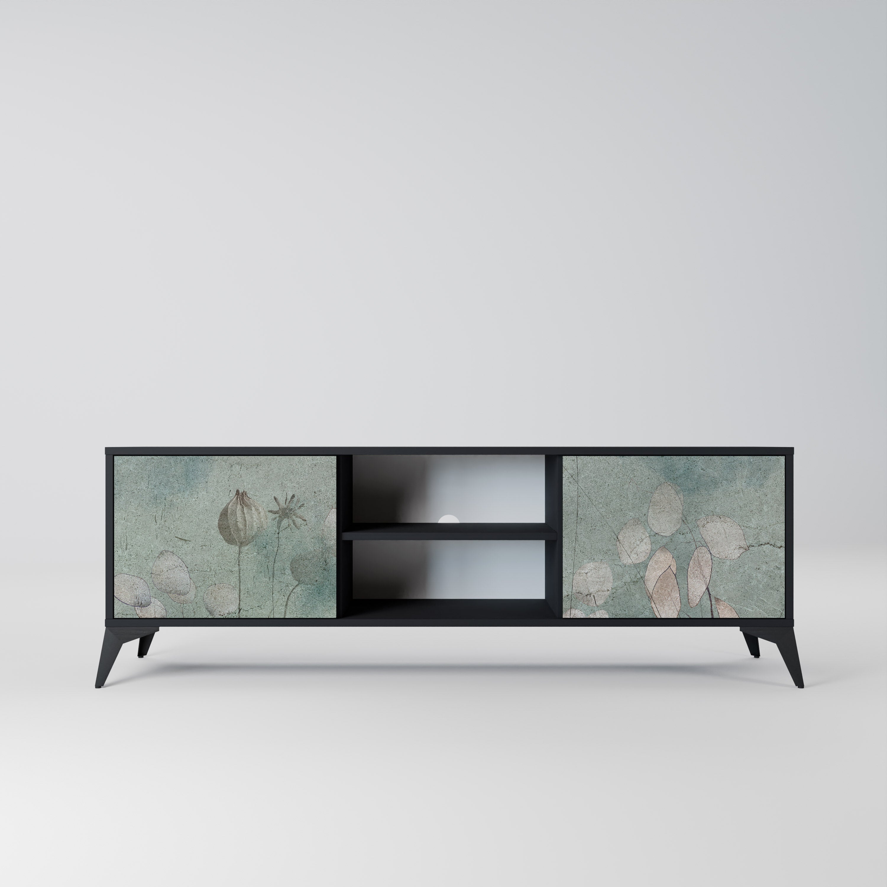 NIGHT LADY Móvel de TV com 2 Portas em Acabamento Preto