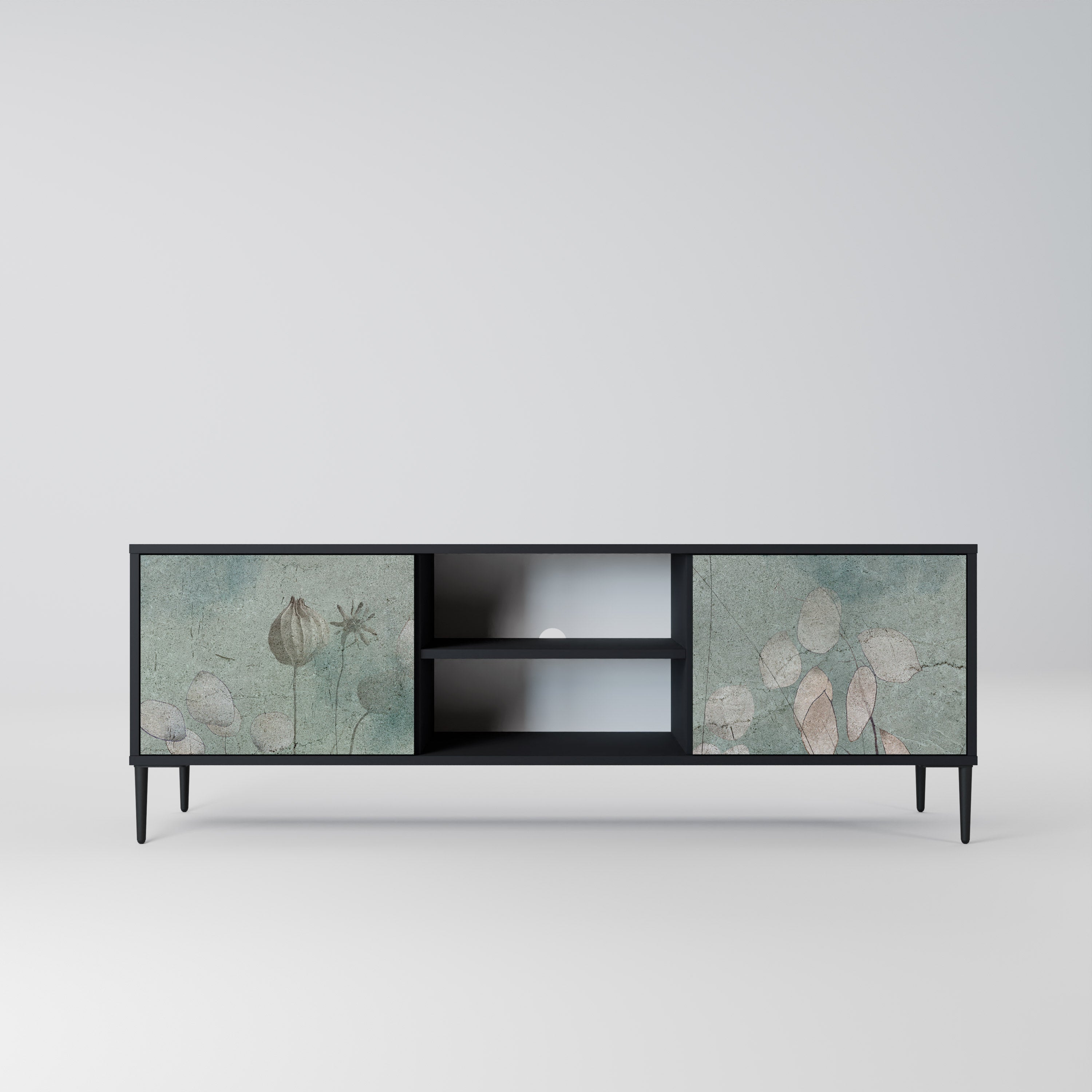 NIGHT LADY Móvel de TV com 2 Portas em Acabamento Preto