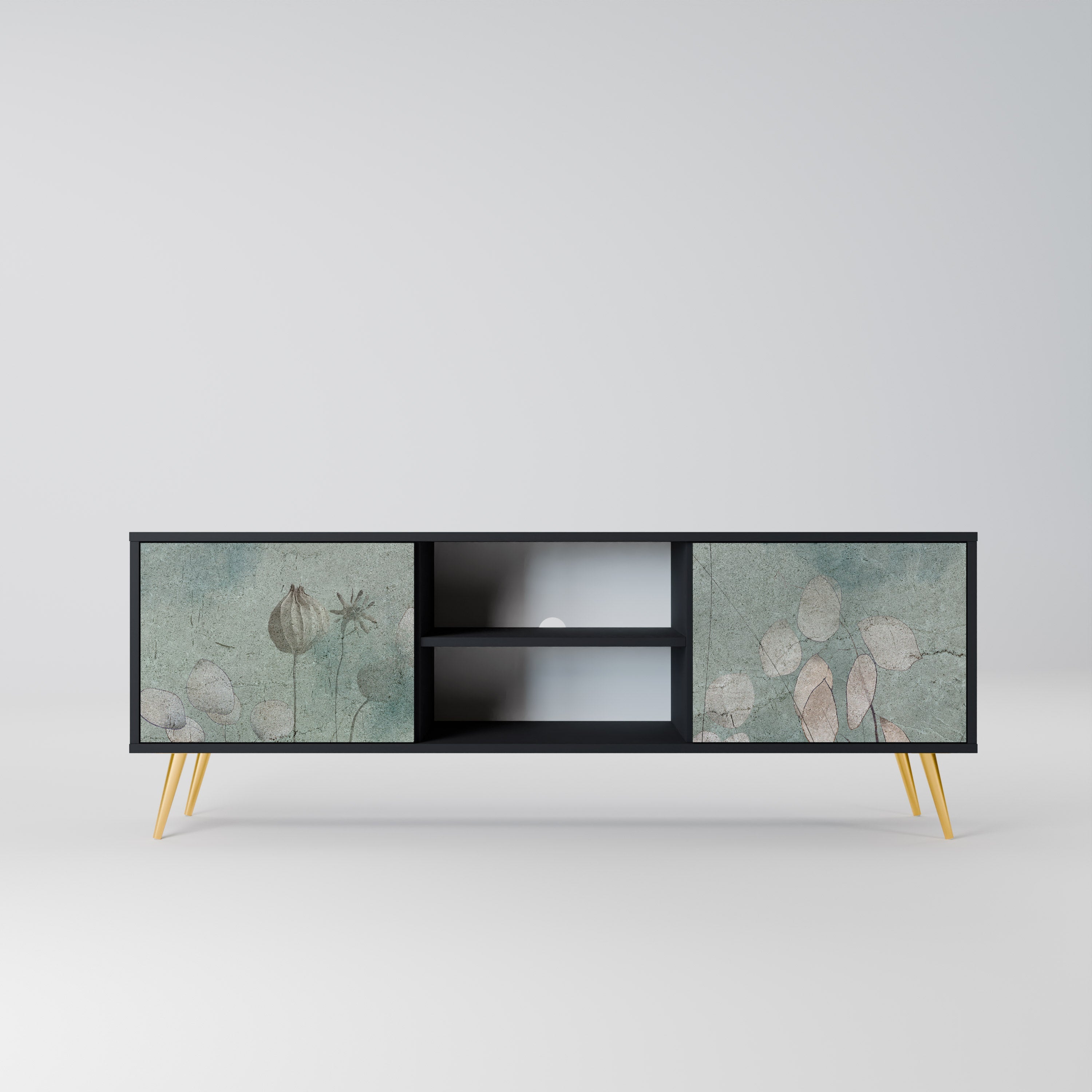 NIGHT LADY Móvel de TV com 2 Portas em Acabamento Preto