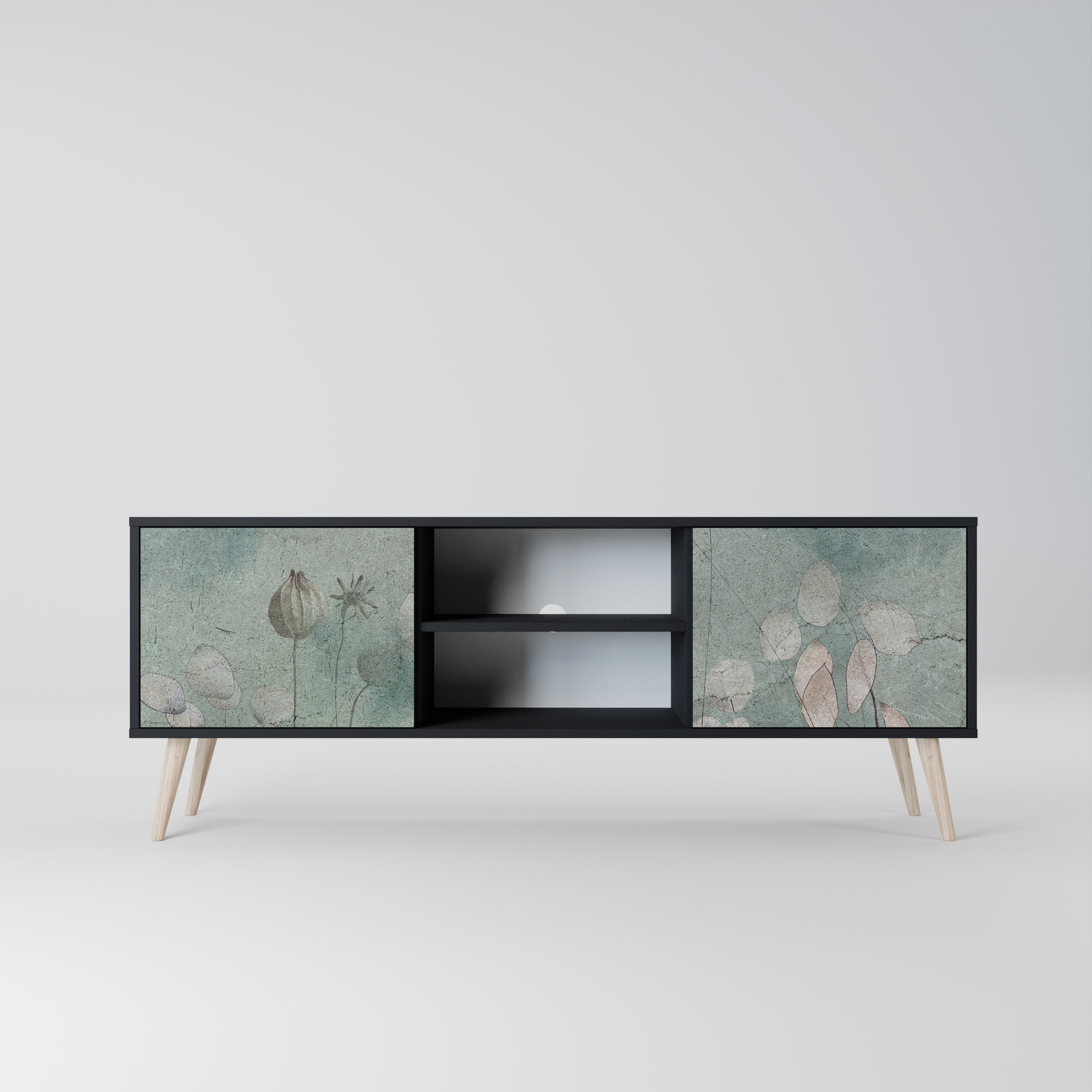 NIGHT LADY Móvel de TV com 2 Portas em Acabamento Preto