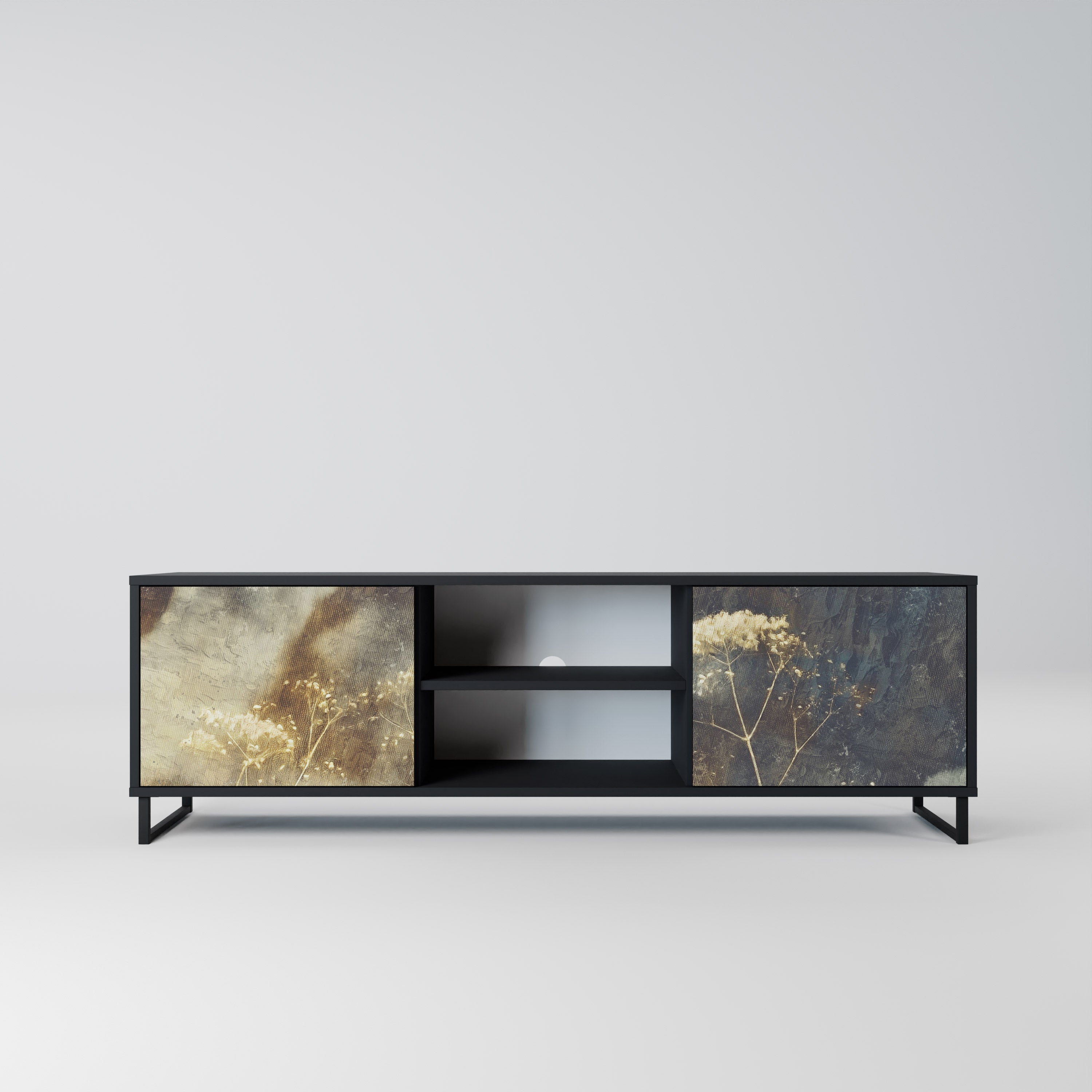 GENTLE POWER Móvel de TV com 2 Portas em Acabamento Preto