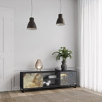 GENTLE POWER 2-Door TV Stand in Black Finish