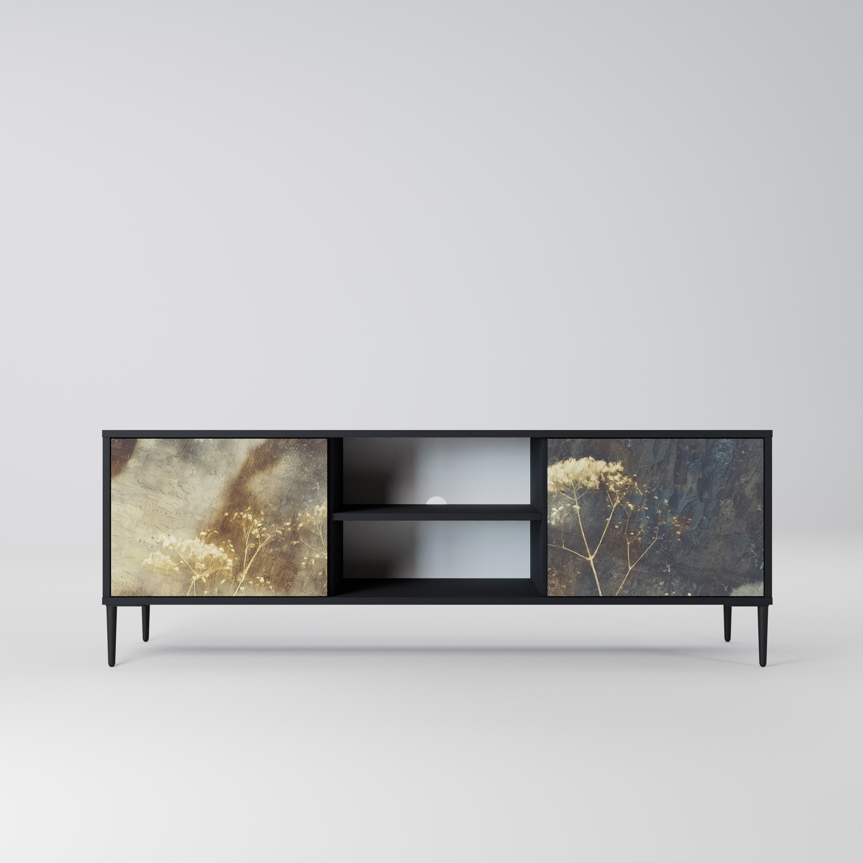 GENTLE POWER Móvel de TV com 2 Portas em Acabamento Preto