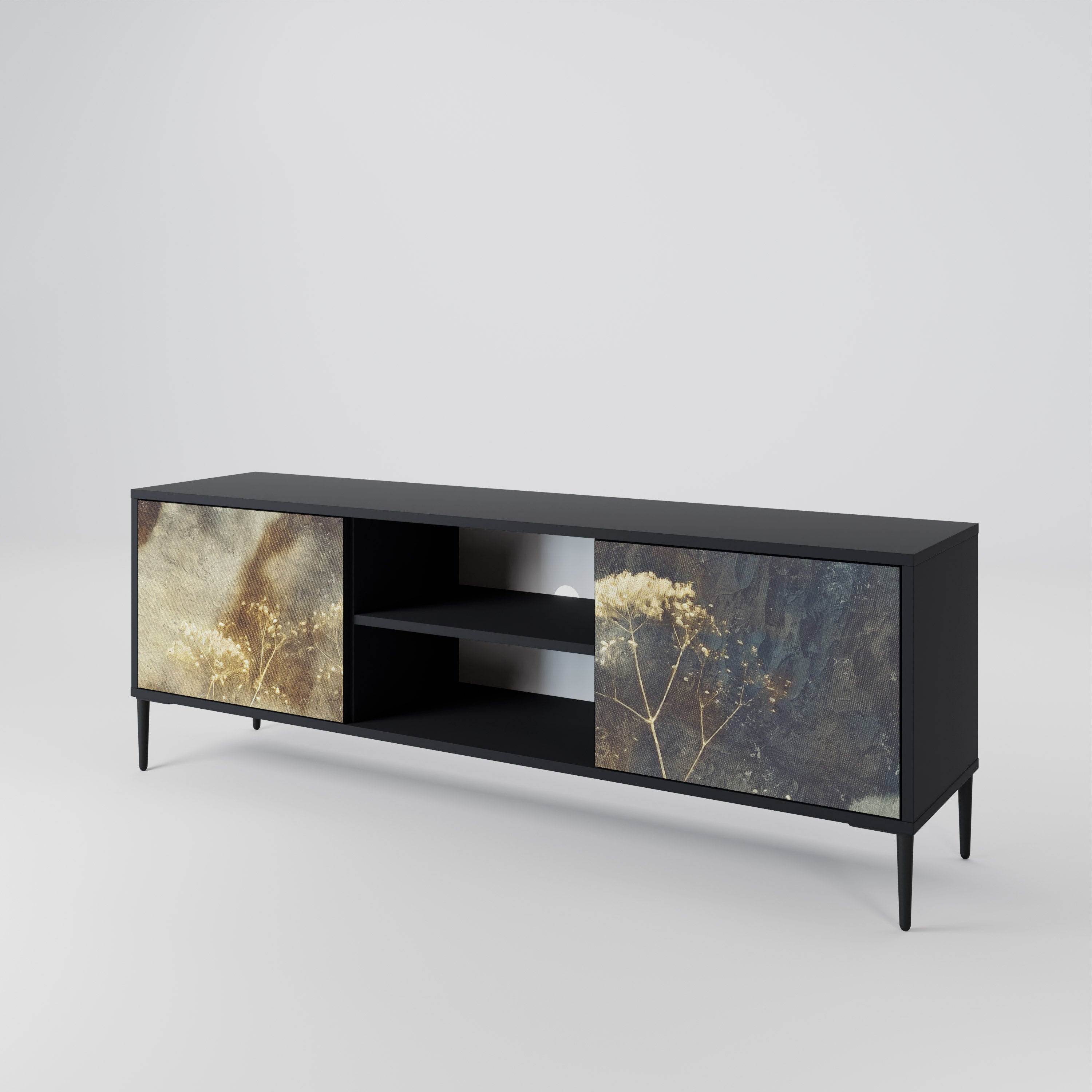 GENTLE POWER Móvel de TV com 2 Portas em Acabamento Preto