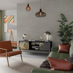 GENTLE POWER 2-Door TV Stand in Black Finish