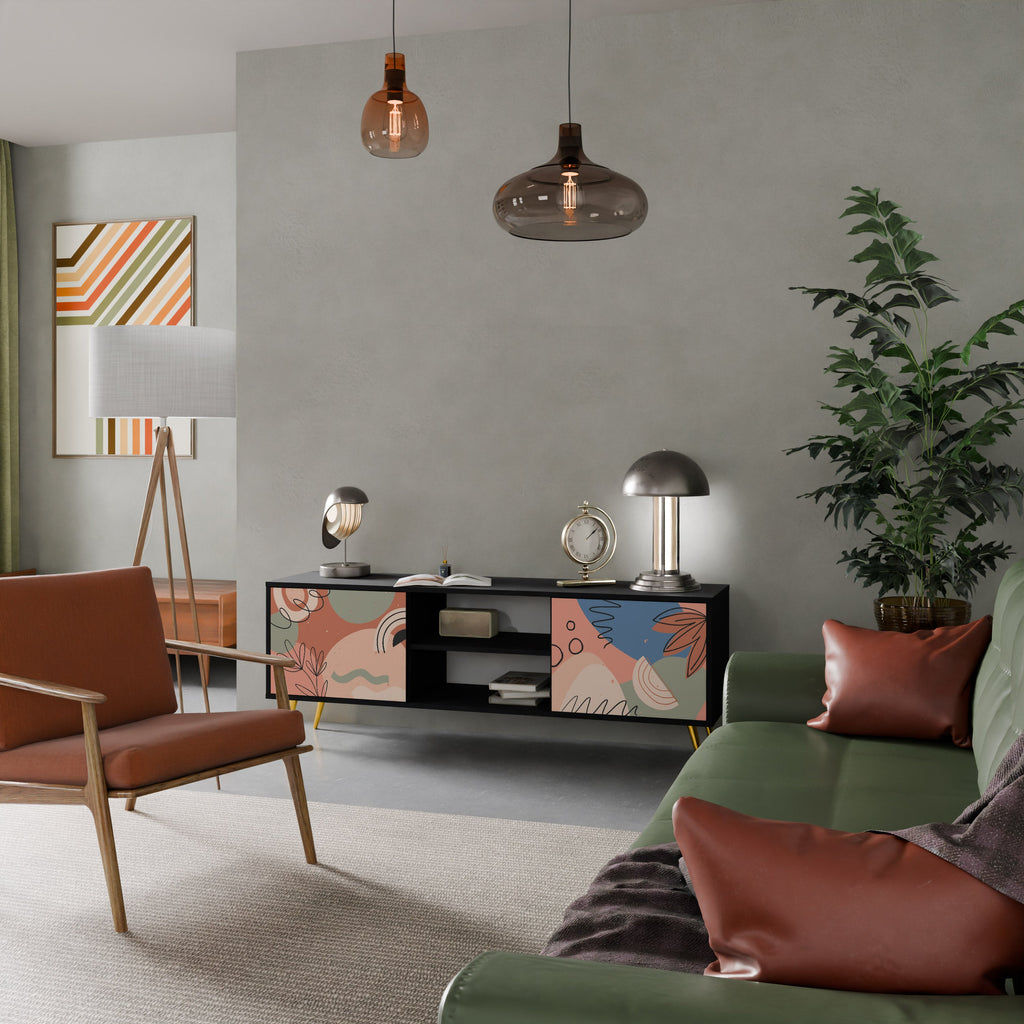 PASTEL DESTINY Móvel de TV com 2 Portas em Acabamento Preto