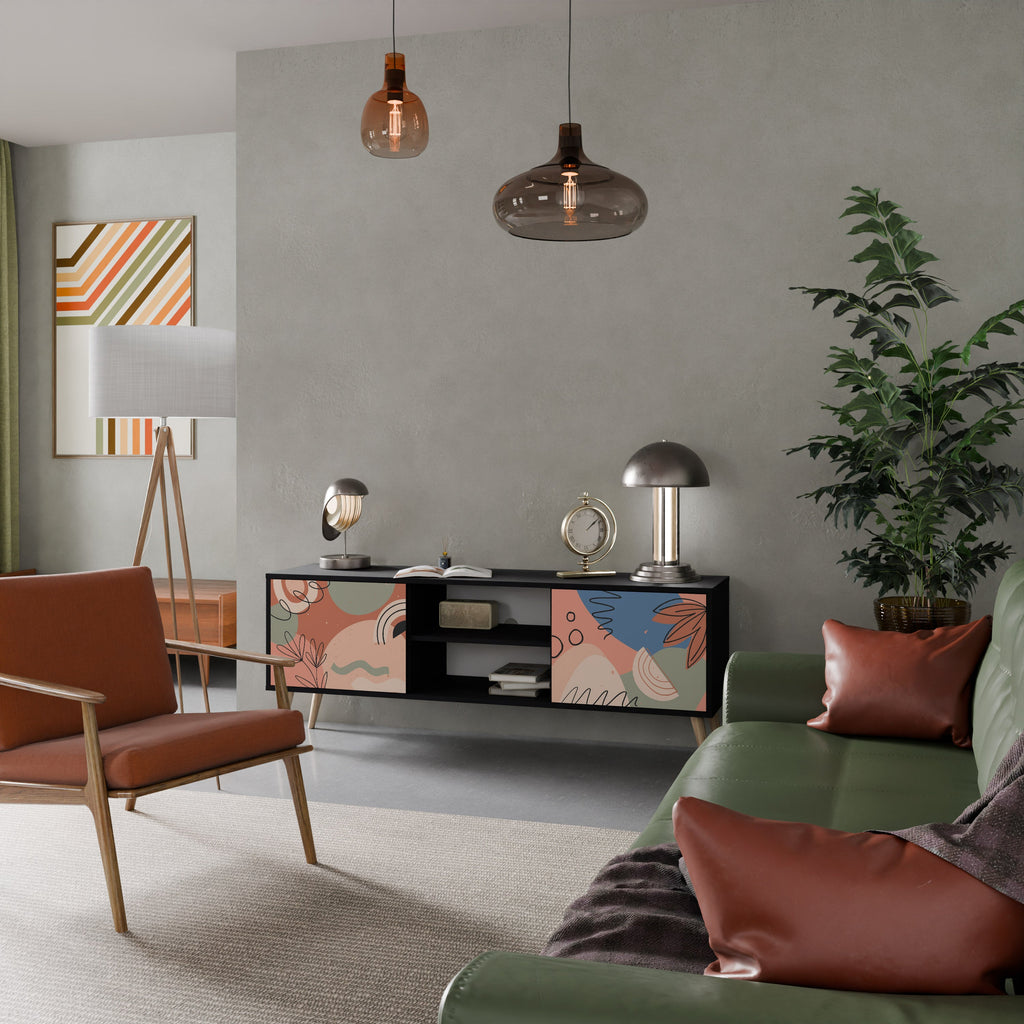 PASTEL DESTINY Móvel de TV com 2 Portas em Acabamento Preto