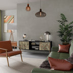 HERBAL GRACE Móvel de TV com 2 Portas em Acabamento Preto