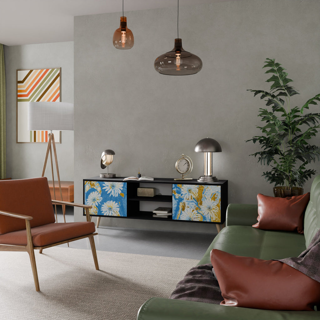 DAISY LUXE Móvel de TV com 2 Portas em Acabamento Preto