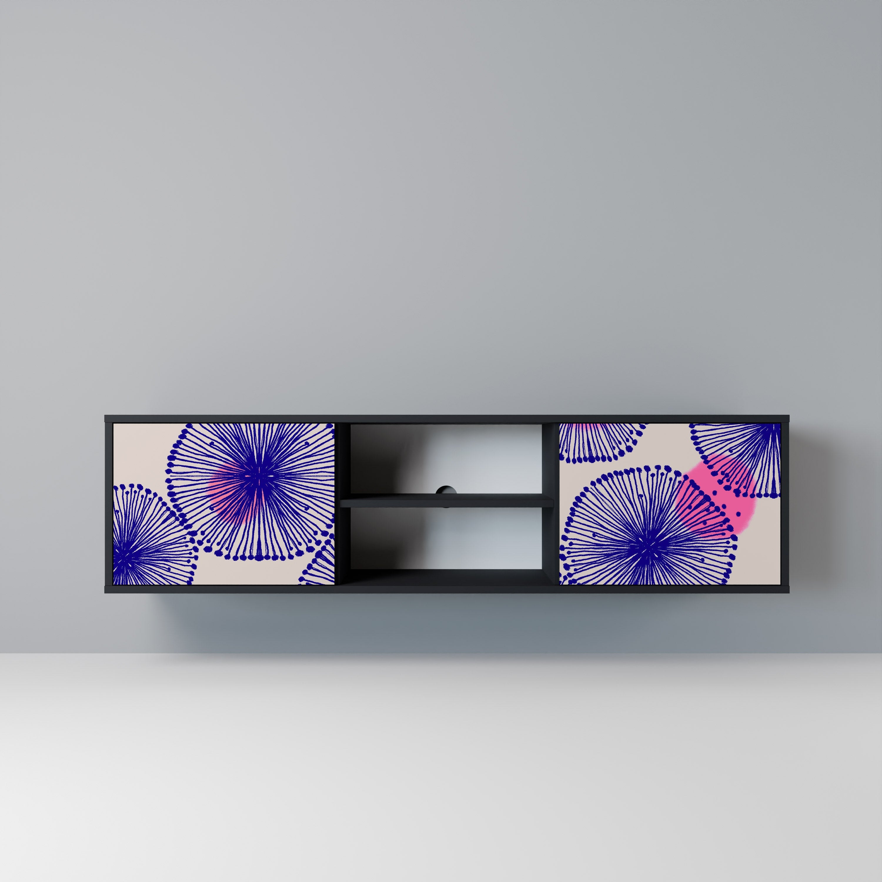 MAGIC NATURE Móvel de TV com 2 Portas em Acabamento Preto