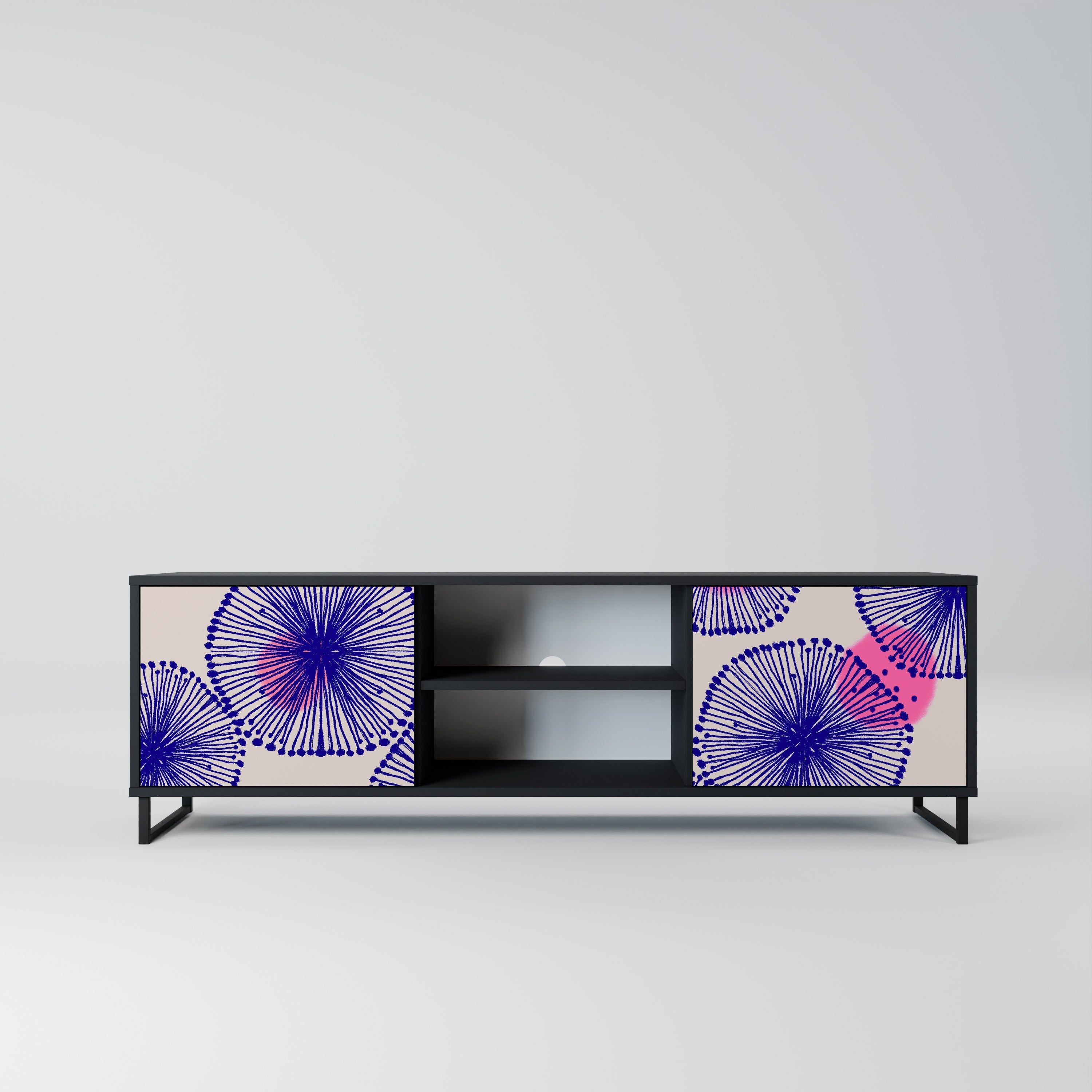 MAGIC NATURE Móvel de TV com 2 Portas em Acabamento Preto