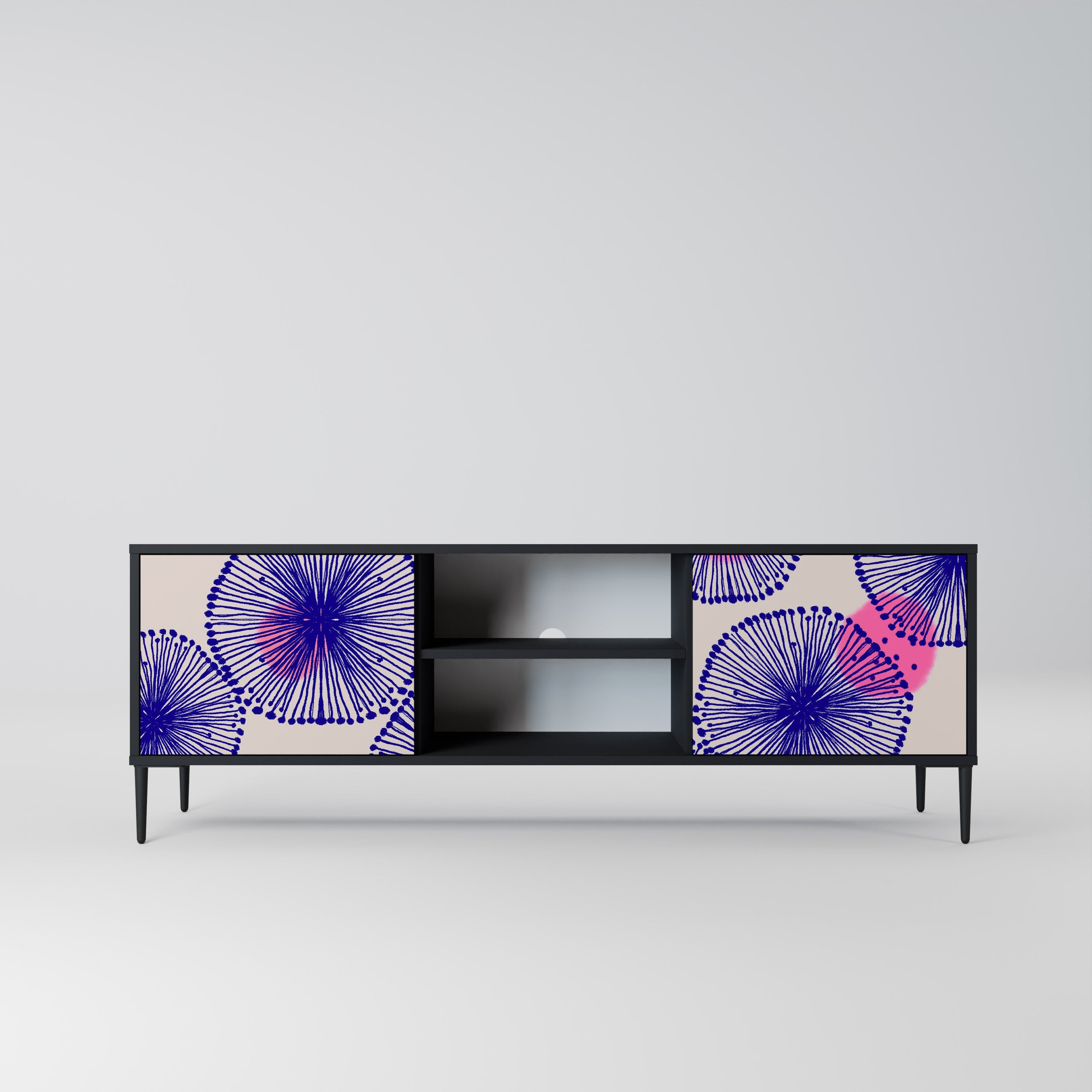 MAGIC NATURE Móvel de TV com 2 Portas em Acabamento Preto