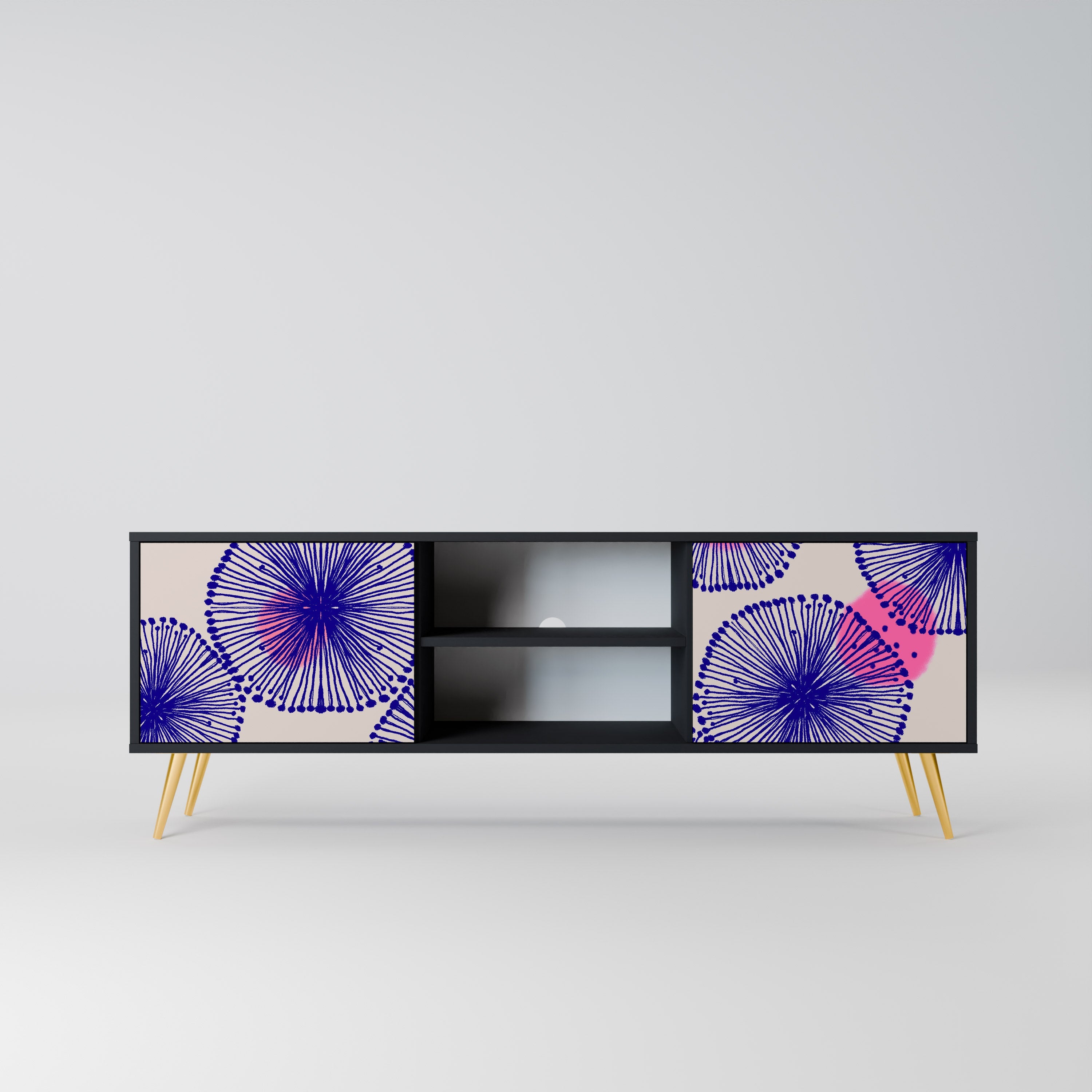 MAGIC NATURE Móvel de TV com 2 Portas em Acabamento Preto