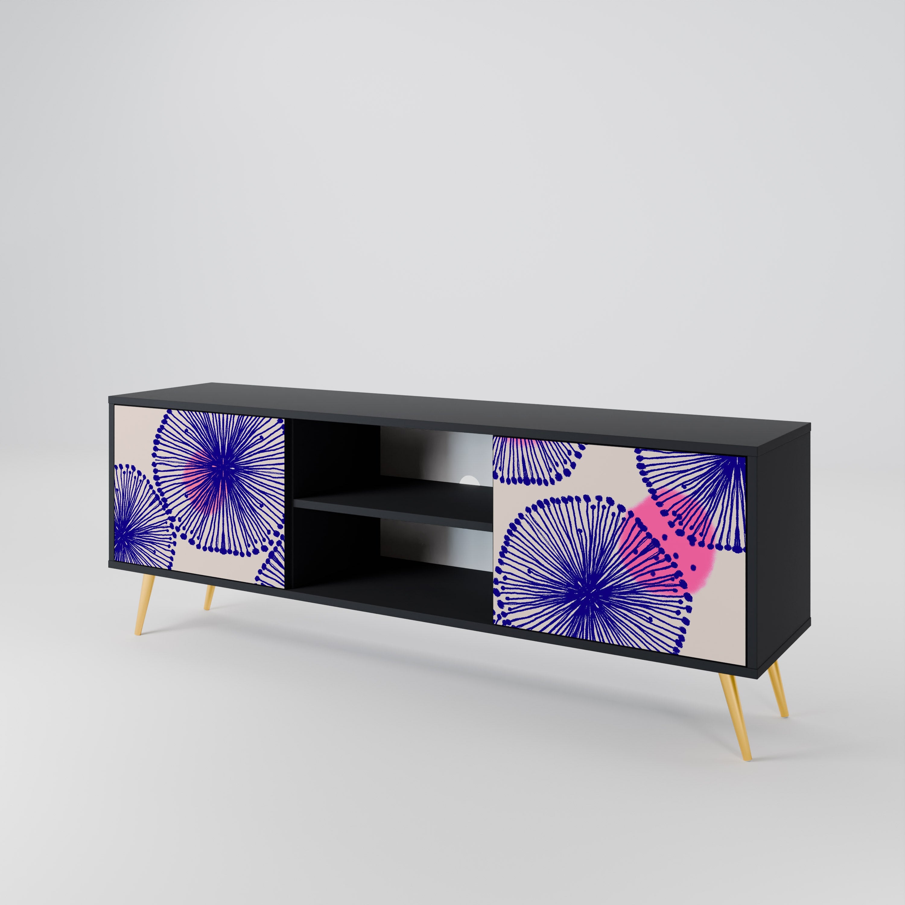 MAGIC NATURE Móvel de TV com 2 Portas em Acabamento Preto