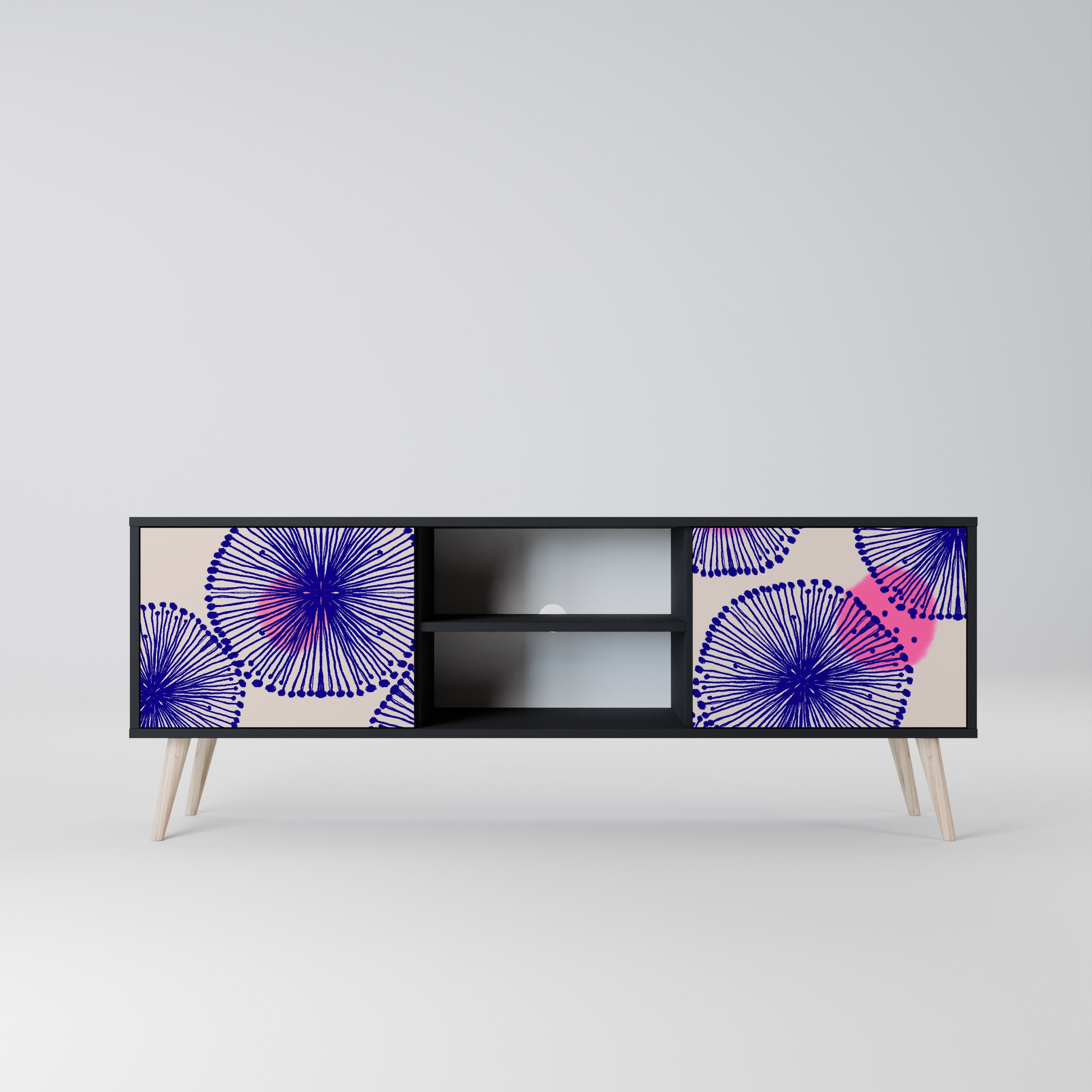 MAGIC NATURE Móvel de TV com 2 Portas em Acabamento Preto