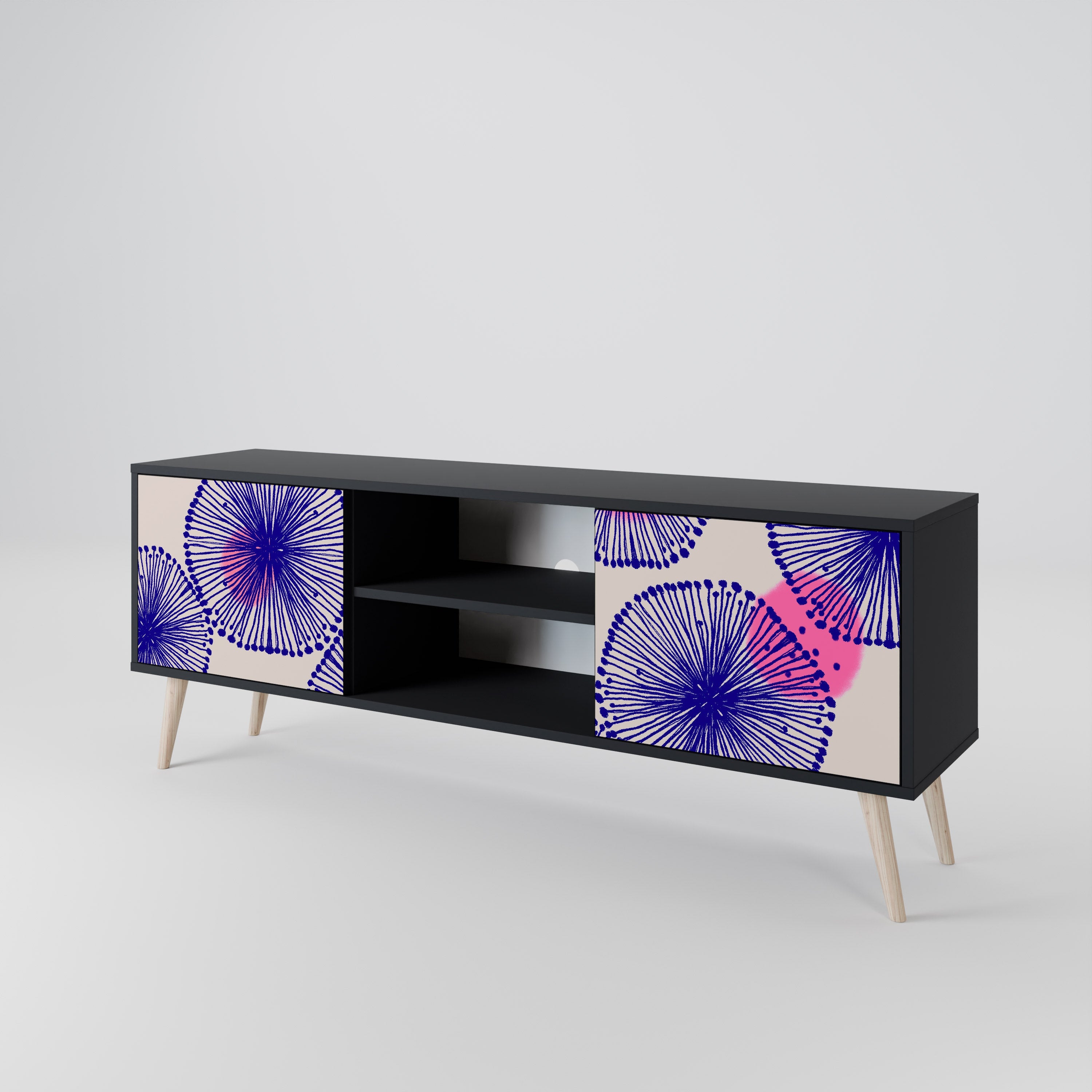 MAGIC NATURE Móvel de TV com 2 Portas em Acabamento Preto