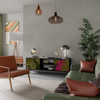 TROPICAL BEAUTY Móvel de TV com 2 Portas em Acabamento Preto