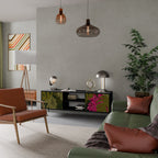 TROPICAL BEAUTY Móvel de TV com 2 Portas em Acabamento Preto