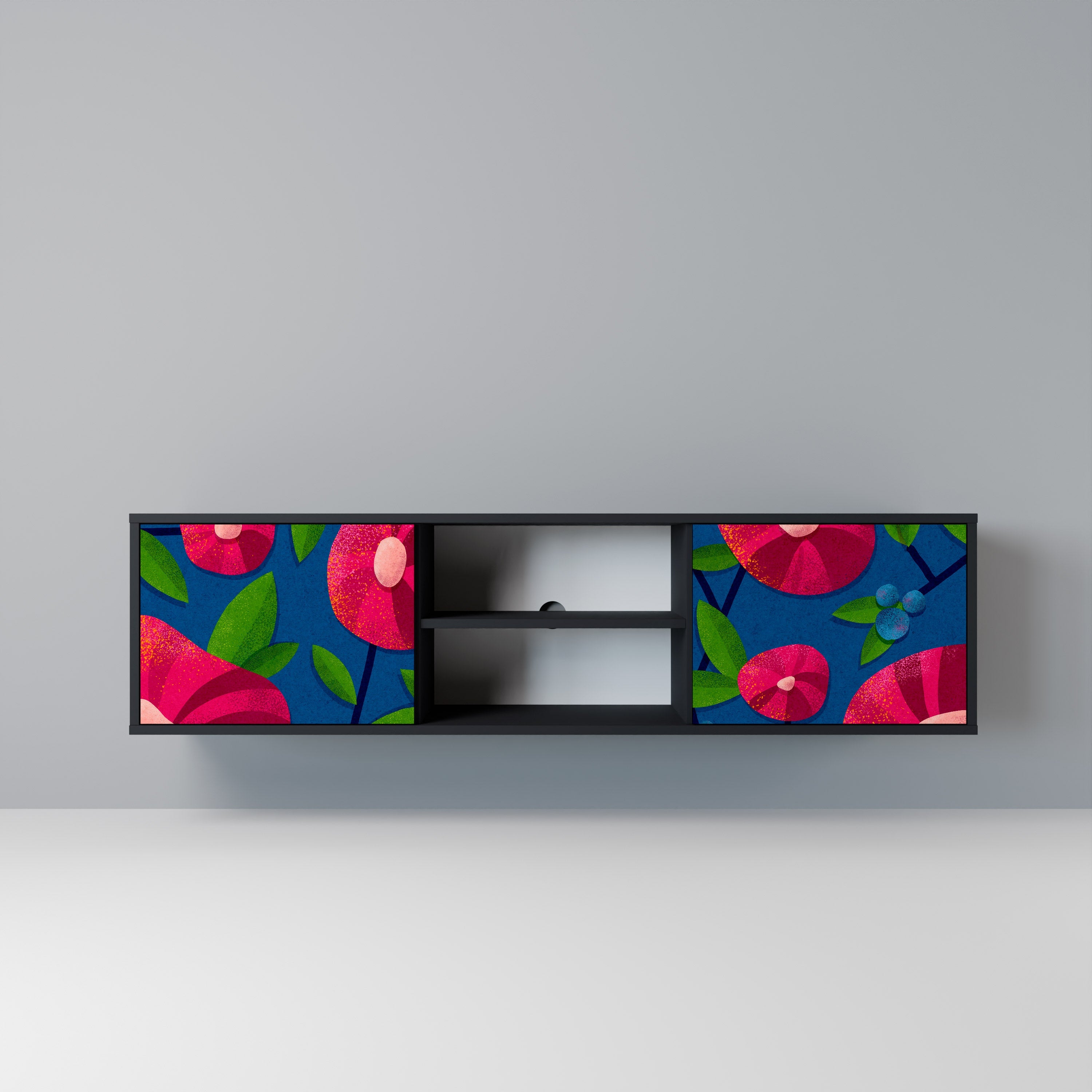 SPRING THOUGHTS Móvel de TV com 2 Portas em Acabamento Preto