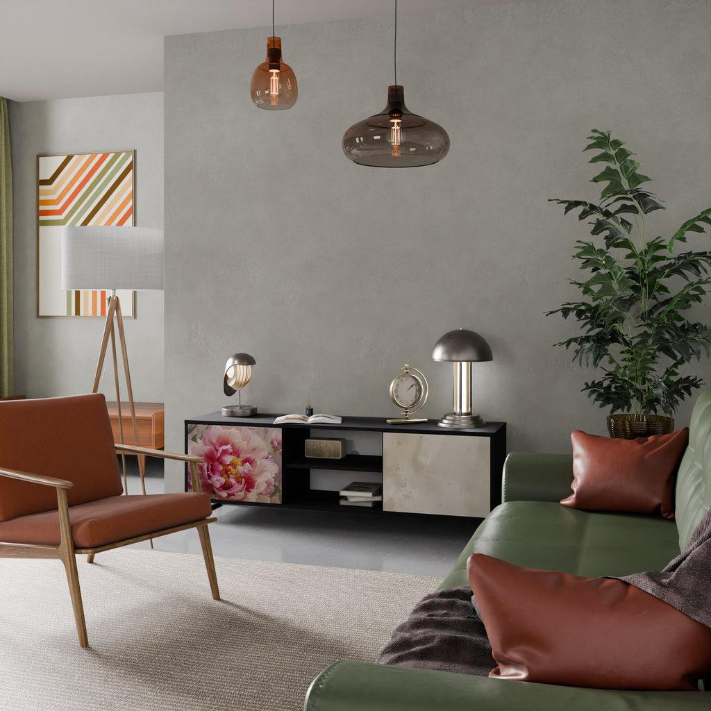 PEONY WHISPER Móvel de TV com 2 Portas em Acabamento Preto