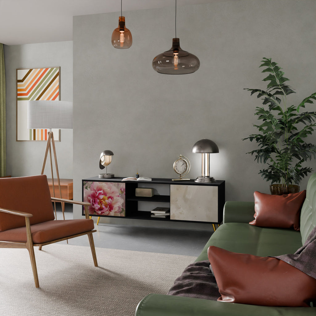 PEONY WHISPER Móvel de TV com 2 Portas em Acabamento Preto