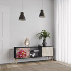 PEONY WHISPER Móvel de TV com 2 Portas em Acabamento Preto