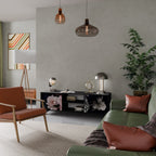 PURE BLOSSOM Móvel de TV com 2 Portas em Acabamento Preto