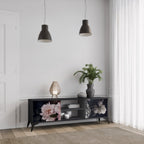 PURE BLOSSOM Móvel de TV com 2 Portas em Acabamento Preto