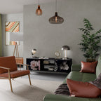 PURE BLOSSOM Móvel de TV com 2 Portas em Acabamento Preto