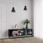 PURE BLOSSOM Móvel de TV com 2 Portas em Acabamento Preto