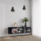 PURE BLOSSOM Móvel de TV com 2 Portas em Acabamento Preto