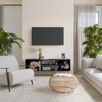 PURE BLOSSOM Móvel de TV com 2 Portas em Acabamento Preto