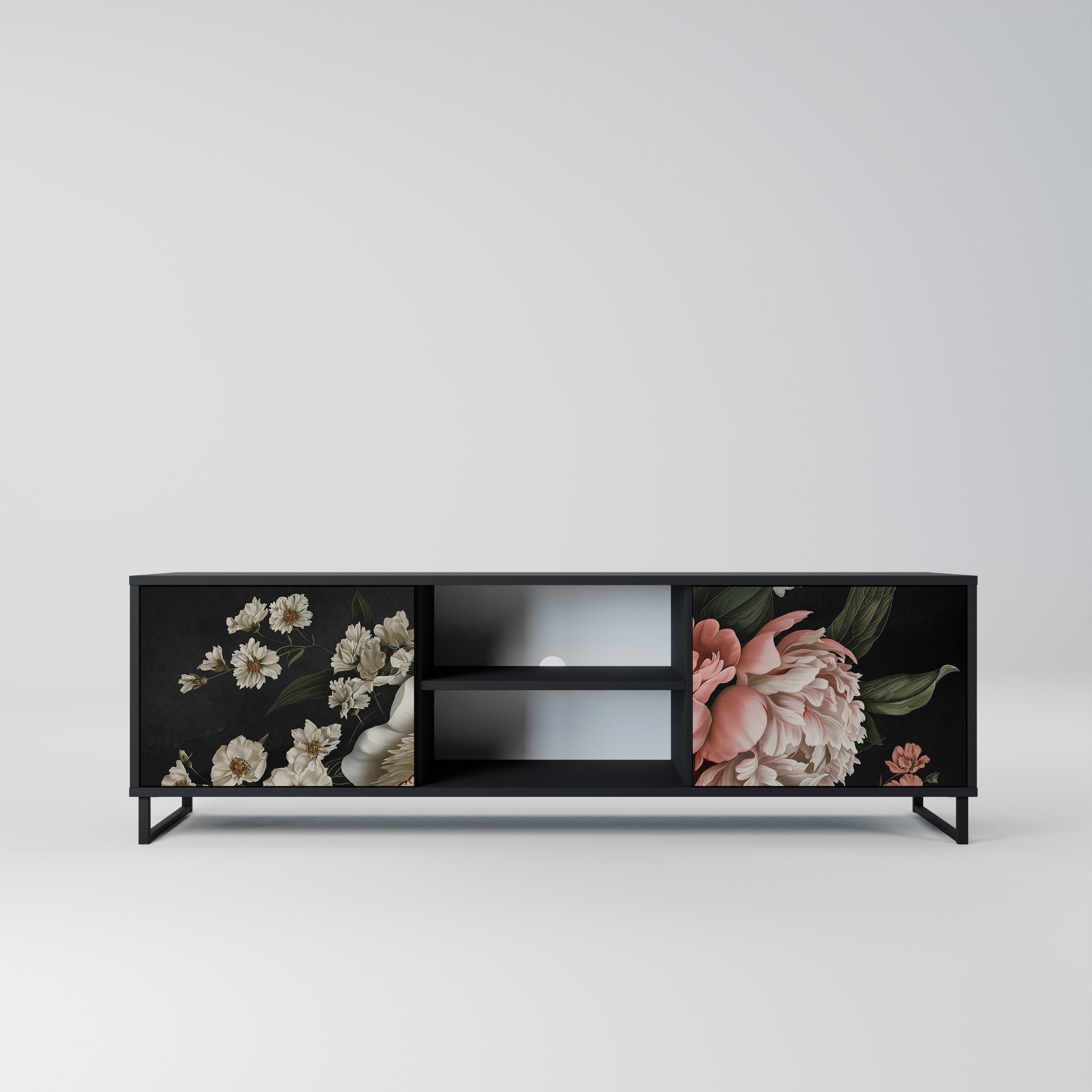 LUSH ELEGANCE Móvel de TV com 2 Portas em Acabamento Preto