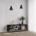 LUSH ELEGANCE Móvel de TV com 2 Portas em Acabamento Preto